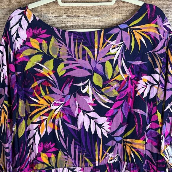 Torrid Rayon Slub Tiered Button-Front Top Blue Floral Leaf SZ 5 5X - Picture 9 of 10